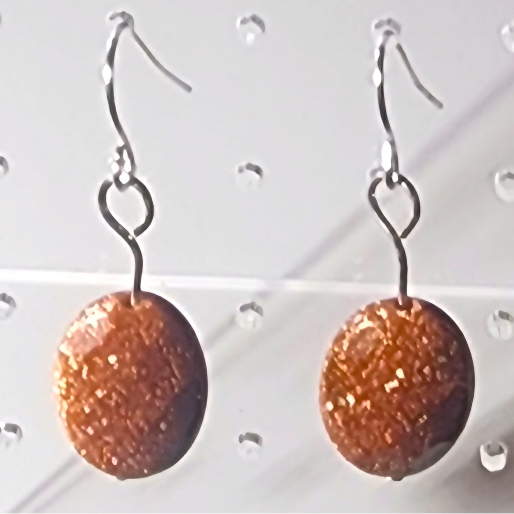 Sand Stone and Silver Earrings